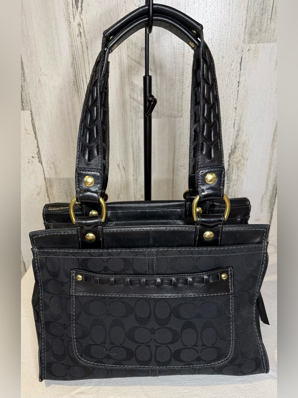 Coach Legacy Bleeker 2007 11435 Black Jaquard Black leather trim Matching Wallet - Picture 4 of 13